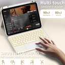Keyboard for iPad Air 11-inch M4/M3/M2 (2026/2025/2024), iPad Air 5th/4th Gen 10.9 inch 2022/2020, Multi-Touch Trackpad 7 Color Backlit Wireless Keyboard, Auto Wake/Sleep, Cream White