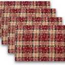 Christmas Plaid Placemats Set of 4, Red Green Snowflake Buffalo Checkered Tartan Winter Thanksgiving Xmas Table Mats for Dining Room Kitchen Table Decor