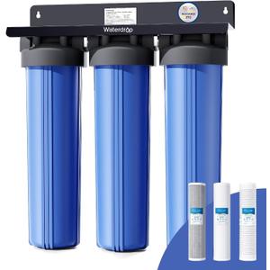 Waterdrop 3-Stage Whole House Water Filter System, with Carbon Filter& Sediment Filter,7-Stage Filtration Highly Reduce Lead, Chlorine, Odor and Taste, 5 Micron WHF3T-PG,1" Inlet/Outlet