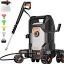 AIVOLT Pressure Washer, Portable Power Washer with Anti-Tipping 4-Wheel Design, 36FT Cable & 25FT Hose, 4 Nozzles, Soap Tank, High Pressure Cleaner Machine for Cars, Driveways, Fences, Patios & Home