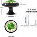 2 x 4 Pack Happy St. Patricks Day Clover Cabinet Knobs Round Drawer Pulls Shamrock Knob Cupboard Door Handles Hardware for Kitchen Bathroom Cabinets