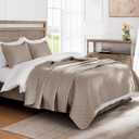 Exclusivo Mezcla Reversible King Size Quilt Bedding Set with Pillow Shams, Lightweight Quilts King Size, Soft Bedspreads Bed Coverlets for All Seasons - (Taupe, 104"x96")