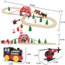 41-Piece Joy Forest Wooden Track Set with Electric Train for Toddlers & Preschoolers Aged 3 and up  Motorized Railway Engine, Bridge & Helicopter | Compatible with Brio & Thomas