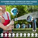 FlexiSolve NON-EXPANDABLE Garden Hose 75 ft, Ultra Lightweight Flexible Water Hose with 10-Pattern Nozzle & Shut-Off Valve, Holder, Leakproof & Kink-Resistant Reinforced Fittings for Yard Outdoor
