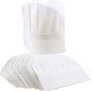 Juvale Chef Hats for Kids & Adults - Large Adjustable Disposable Paper Chef Hats for Cooking, Baking, Pizza Party, Hibachi Party Decorations (White)