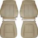 Priprilod Perforated Tan Microfiber Leather Driver and Passenger Bottom and Top Lean Back Replacement Seat Cover Compatible with Ford F250 F350 F450 F550 Lariat 2011 2012 2013 2014 2015 2016