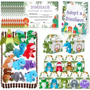 38 Pcs Adopt a Dinosaur Pet Party Favors Dinosaur Stuffed Animal Include 12 Mini Plush Dinosaur 12 Foldable Boxes 12 Adopt Dinosaur Cards 1 Adopt Sign 1 Adopt Fence for Adopt A Pet Party