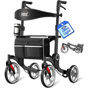 VOCIC Z36 Walker for Seniors with Seat, 15lbs Ultralight
Ultra-Compact Aluminum Rollator Walker, Supports 300LBS, Indoor & Outdoor Use for Elderly, Black