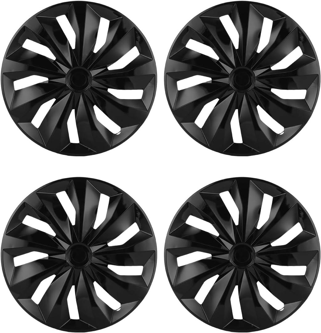 ABX Hubcaps, 15 inch hubcaps Set of 4, Wheel Rim Cover ABS Material, Snap On Car Truck SUV Replacement Hub Cap, for Toyota Camry Nissan Mazda etc, Black