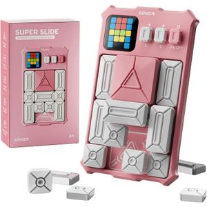 GiiKER Super Slide Puzzle Games, Original 500+ Challenges Brain Teaser Puzzle, Toys for Kids Teens, Travel Games Birthday Stocking Stuffers for Boys Girls, Activities for Road Trips (Pink)