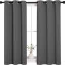 NICETOWN Grey Blackout Curtain Panels for Bedroom, Thermal Insulated Grommet Top Blackout Draperies and Drapes for Basement (2 Panels, W34 x L45-inch, Grey)