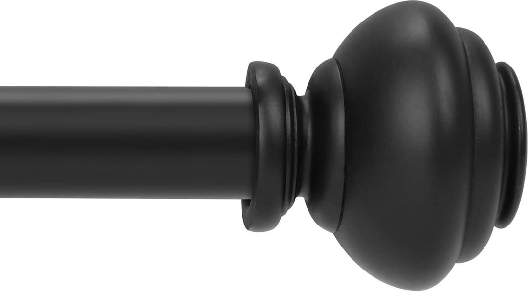 1 Inch Black Curtain Rods for windows 36-70,1" Diameter Curtain Rod, Standard Decorative Window Curtain Rod Set with Brackets for bathroom Kitchen Bedroom Window (32-72")