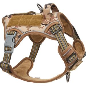 BUMBIN Tactical Dog Harness for Medium Dogs No Pull, Famous TIK Tok No Pull Dog Harness, Fit Smart Reflective Pet Walking Harness for Training, Adjustable Dog Vest Harness with Handle Desert Camo M (M(Neck:16-20", Chest:17-27"))