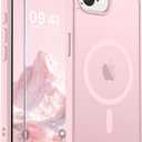 SUPFINE Magnetic for iPhone 17e Case/iPhone 16e Case with Screen Protector (Compatible with MagSafe) (Military Grade Drop Protection) Translucent Matte Shockproof Phone Cover,Light Pink