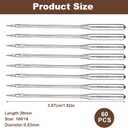 60 PCS 100/16 Embroidery Needles - Sewing Machine Needles Compatible with Brother Sewing Machine, Silver Steel, 1.52in Length