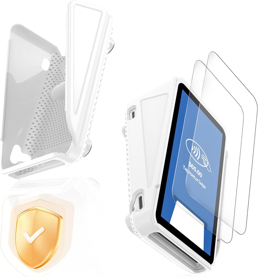 2PC Square Terminal Screen Protector and Protective CaseModel:Square Terminal,Tempered Glass [Scratch-Resistant] [Touch Sensitive] [Easy Install] 9H Hardness Screen Protector for Square Terminal