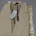 UNINUKOO Linen Suit for Men Summer Wedding 2 Piece Suit Set Peak Lapel Casual Blazer Pants Beach Wear for Men (Beige, Large)