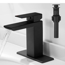RUMOSE Matte Black Bathroom Faucets Set with Pop Up Drain Single Handle Bathroom Sink Faucet 1 & 3 Hole Waterfall Spout Vanity Faucet Kit with Deck Plate Rv Lavatory Basin Faucet, Stainless Steel