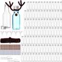 Soulchen 100 Set DIY Christmas Craft Kit Mini Reindeer Bottles, 3.4oz Small Shot Bottles with Caps Funnels Elk Antler Twist Stick Knit Nose 300 Pcs Eyes for Art Gift Xmas Party Favor Decoration