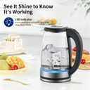 Electric Kettle Glass 2L, 1500W Fast Boiling Hot Water Boiler with Auto Shut-Off, LED Light, BPA-Free, Borosilicate Glass, Stainless Steel Interior, Wide Opening, Display Refrigerator with Door 04