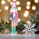 Christmas Nutcracker Ornament 15inch King Soldier Nutcracker Suitable for Table, Fireplace Decoration Christmas Party Supplies (Pink Holding Christmas Tree)