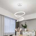 O'NEELDY Modern LED Chandeliers White Pendant Light Fixture 3 Ring Flush Mount Chandeliers with Adjustable Hanging Cord for Bedroom,Kitchen, Island Cafe