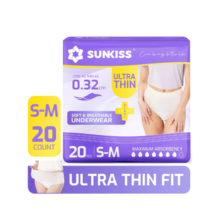 SUNKISS Ultra Thin Incontinence Underwear for Women, Fast-Absorbing & Super Soft Postpartum Diapers, Disposable Adult Pull Ups, Small/Medium, 20 Count