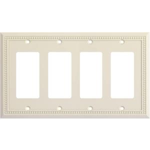 Henne Bery Sunken Pearls Heavy Duty Decorative Wall Plate Switch Plate Outlet Cover (Quad Decorator, Light Almond)