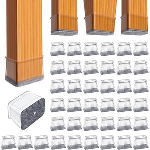 BUMACO Chair Leg Floor Protectors Rectangle Chair Leg Protectors for Hardwood Floors Silicone Pads Covers to Protect Floors(Clear-40 Pcs, Rectangle M Fit (L:1-1/8" ~ 1-1/2", W:3/4" ~ 1")