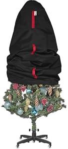 Upright Christmas Tree Storage Bag - Holiday Tree Cover for Christmas Trees or Topiary Trees - Durable, Lightweight, Convenient, Vertical Xmas Storage Bag (7 ft) (7 ft, Red)