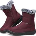 SHIBEVER Women's Snow Boots Winter: Waterproof Fur Lined Anti-Slip Ankle Booties Outdoor Comfortable Warm Women Snow Boot (8, Red)