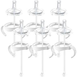 Straw Sippy Cup Conversion Kit for Philips Avent Natural Baby Bottles, Soft top and Weighted Transition Cup Kit with Handles, Pack of 6