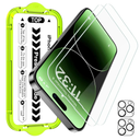 Esanik [2+2 Pack for iPhone 14 Pro Max Tempered Glass Screen Protector & Camera Lens Cover - Military-Grade 9H Hardness, HD Clear, Anti-Scratch, Flawless Fit Tray