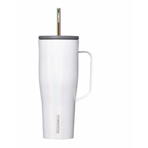 Corkcicle Cruiser - Insulated Tumbler with Handle - Keeps Drinks Cold 20 Hours - Spill-Proof Dual Lid - Triple-Insulated - Summer Drinkware Gift - Keeps Drinks Ice Cold - 22 oz - Gloss White