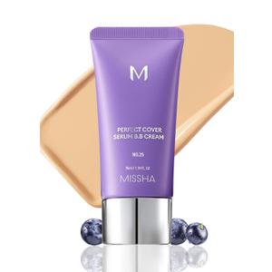 MISSHA M PERFECT COVER SERUM BB CREAM No.25 Warm Beige - Medium with Warm Undertone, Skin Tint, Tinted Moisturizer, Skin Care Foundation Makeup, Superfood Complex, Glass Skin, Korean Makeup,1.18 Fl oz