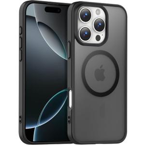 Temdan for iPhone 16 Pro Case [Compatible with MagSafe] [Military-Grade Drop Protection] [Anti-Fingerprint] [Anti-Scratch] Slim Silky-Soft Touch Translucent Matte Case 6.3 inch, Black