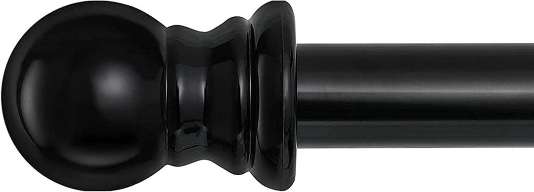 Black Curtain Rods for Windows 48 to 84" - 1 inch Stainless Steel Window Curtain Rod, Adjustable Drapery Rods Heavy Duty for Kitchen,Sliding Door,Bedroom (3 Brackets)