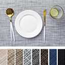 LEXMORE Placemats Set of 4 Vinyl/Plastic Woven Place Mats for Kitchen Table Indoor/Outdoor Washable Placemat Wipeable Dining Table Mats(A-Gray)