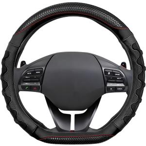 D Shaped 14.5-15 Inch Steering Wheel Cover, 3D Honeycomb Anti-Slip Design with Great Grip, Flat Bottom Comfy Car Steering Wheel Protector (Black)