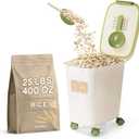Rice Dispenser - 25Lbs 400oz Airtight food storage container with lids,cereal flour storage Container,With Measuring spoon and wheels, large flour bin rice organizer bucket (12L)