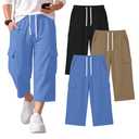 Mumucove 3 Pack Boys Cargo Capri Pants 6-16Y, 3-Color, 10-11 Years (White)