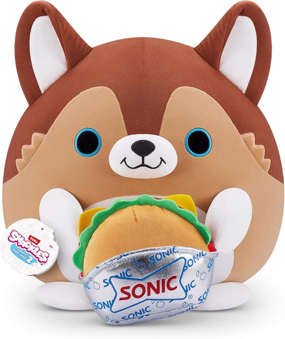 Snackles Series 2 Puppy & Sonic Burger 16 Inch Plush by ZURU, Ultra Soft Plush, Collectible Plush with Real Licensed Brands, Stuffed Animal, Giftable