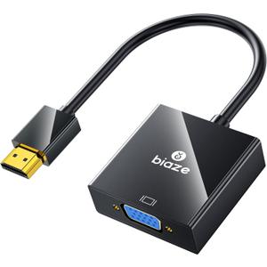 biaze HDMI to VGA Adapter with 3.5mm Audio & USB Power  1080P Converter for Laptop, TV Box, PS4, Monitor & Projector