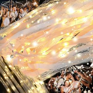 100 PCS Wedding Wands with Lights,Fairy Wands, LED Silk Fairy Wand with Bells for Wedding Send Off, New Year, Raves, Concert, Birthday