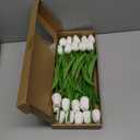 20pcs White tulips artificial flowers Faux Flowers Fake tulips Flowers Mother's Day Easter ValentineS Day Gifts in Home Kitchen Wedding Dining Table Decorations