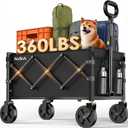 Collapsible Foldable Wagon with Wheels Heavy Duty Folding Wagons Carts 360LBS Weight Capacity Portable All Terrain Utility Wagon Cart for Groceries Sports Garden Shopping Beach