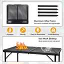 GREGIN Camping Table with Mesh Desktop, Lightweight & Portable Folding Grill Table, Height Adjustable Metal Outdoor Table for Camp, Cooking, BBQ, RV, Picnic-4 FT Black, L: 47.24"L x 23.62"W x 16.5"H/26"H