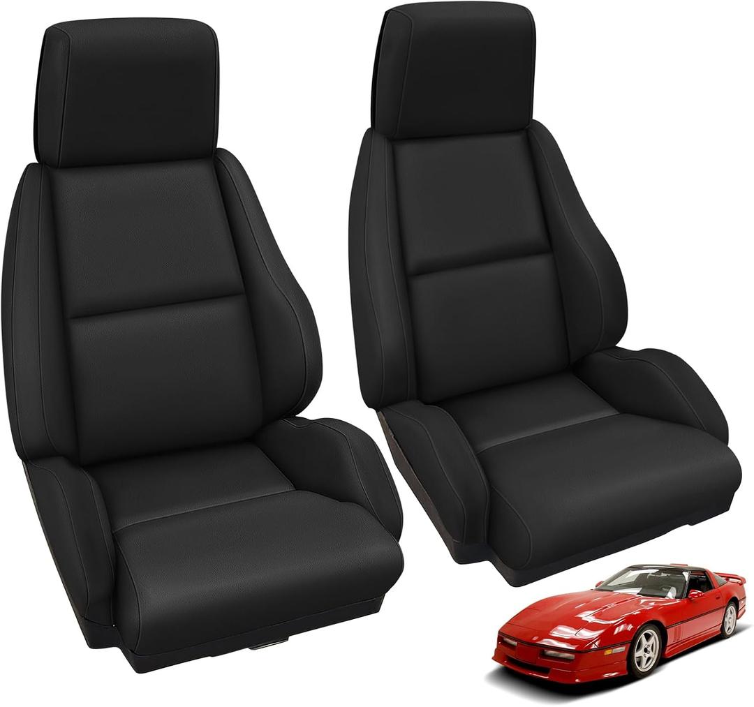 SAPUBK Custom-Fit Front Seat Covers Replace for 1984-1993 Chevy Corvette C4 Sport Model Seat, Premium Leather with Composite Soft Foam Lining Seat Cover