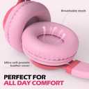 AILIHEN C8 Girls Headphones, On-Ear Headphones Wired with Microphone and Volume Control Foldable Corded Stereo 3.5mm Headset for Girls School Chromebook Laptop Computer PC Tablets Travel (Pink)