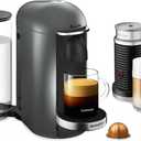 Nespresso Vertuo Plus Deluxe Coffee and Espresso Maker by Breville, Titan with Aeroccino Milk Frother